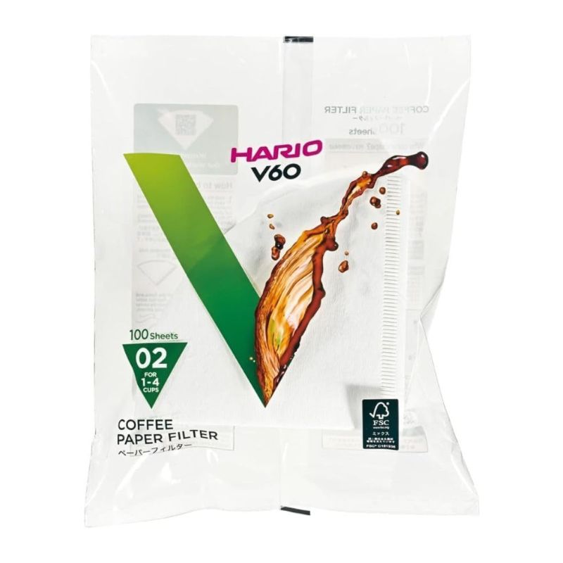 Filtros V60 tamaño 02 caja 100 unidades Hario barista
