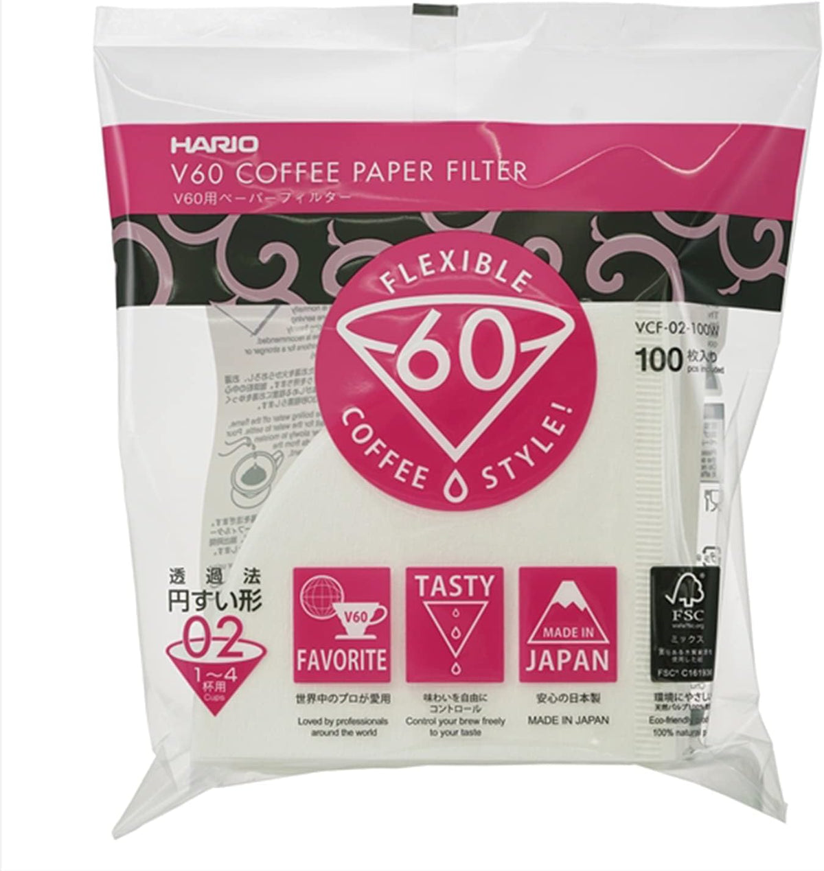 Filtros V60 100 unidades tamaño 01 papel Hario